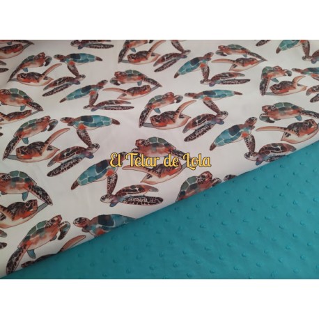 POPELIN ALGODON TORTUGAS 25 CMS
