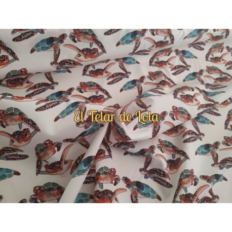 POPELIN ALGODON TORTUGAS 25 CMS