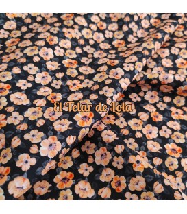 VIYELA ESTAMPADA FLORECILLAS FONDO NEGRO
