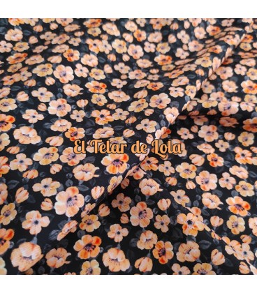 VIYELA ESTAMPADA FLORECILLAS FONDO NEGRO