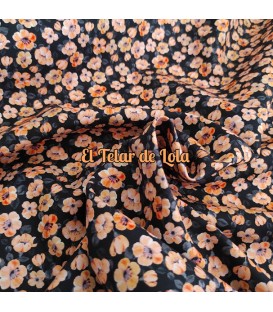 VIYELA ESTAMPADA FLORECILLAS FONDO NEGRO