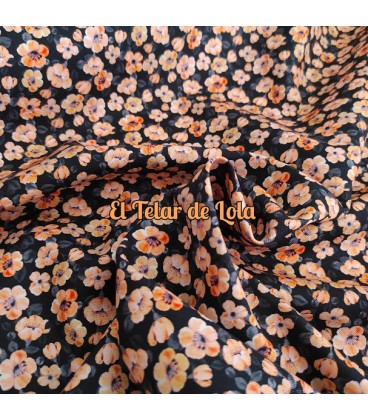 VIYELA ESTAMPADA FLORECILLAS FONDO NEGRO