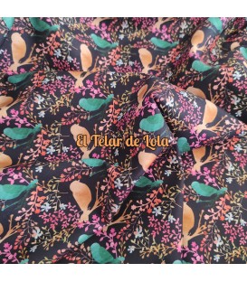 VIYELA ESTAMPADA PAJAROS F/MARINO