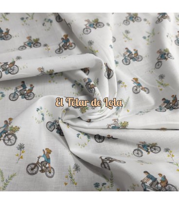VOILE ALGODON BICICLETAS AZULEZ