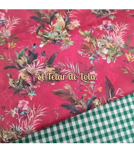 SATEN  ALGODON LEOPARDO ROJO
