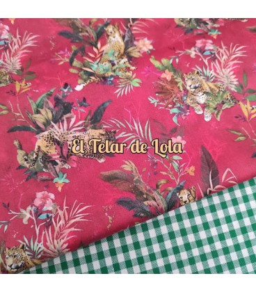 SATEN  ALGODON LEOPARDO ROJO