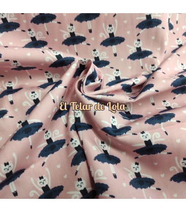 POPELIN GATITAS BAILARINAS ROSA