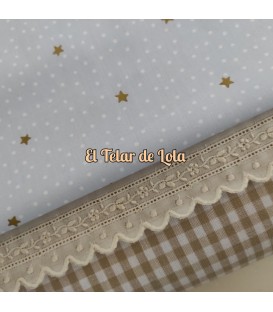 POPELIN ESTRELLAS Y TOPOS CELESTE