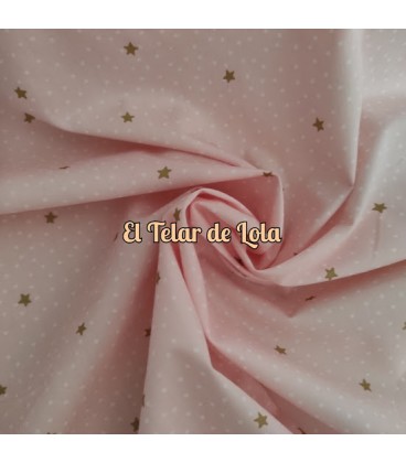 POPELIN ESTRELLAS Y TOPOS ROSA