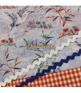 POPELIN ESTAMPADO GARZAS AZULON