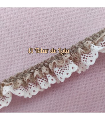 PUNTILLA FRUNCIDA DOBLE CAMEL F/MARFIL