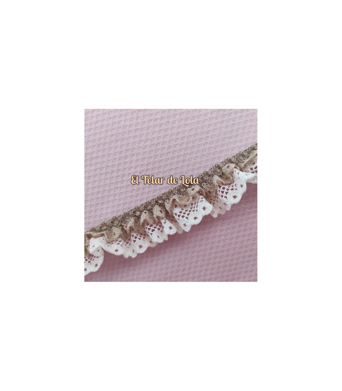 PUNTILLA FRUNCIDA DOBLE CAMEL F/MARFIL