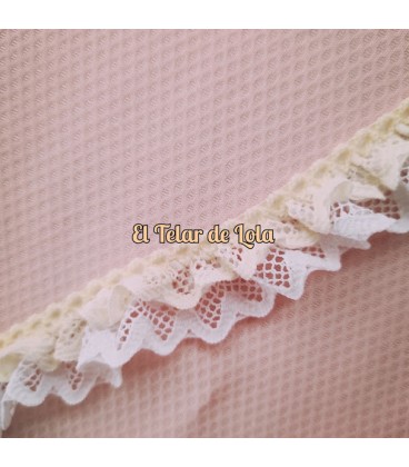 PUNTILLA FRUNCIDA DOBLE MARFILF/BLANCO