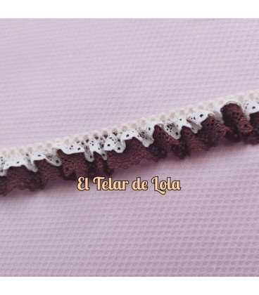 PUNTILLA FRUNCIDA DOBLE MARFIL/MARRON