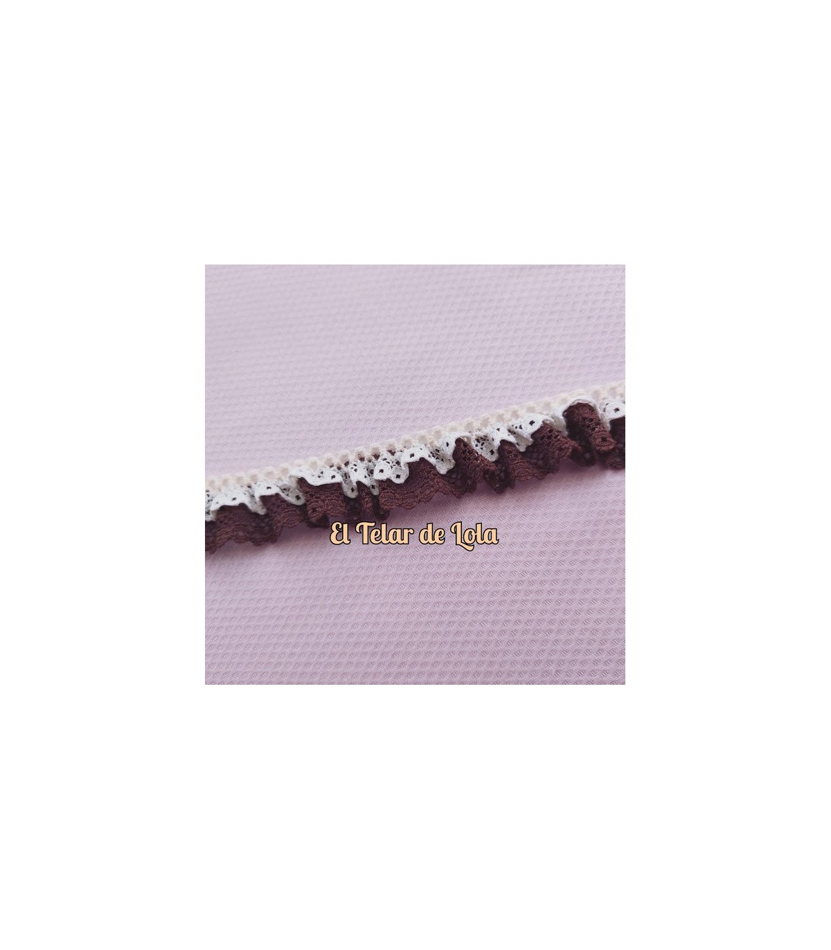 PUNTILLA FRUNCIDA DOBLE MARFIL/MARRON