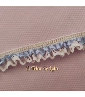PUNTILLA  ELASTICA CELESTE F/MARFIL