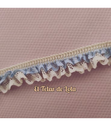 PUNTILLA  ELASTICA CELESTE F/MARFIL