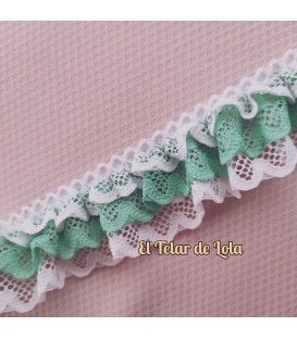 PUNTILLA FRUNCIDA TRIPLE AGUA/BLANCO