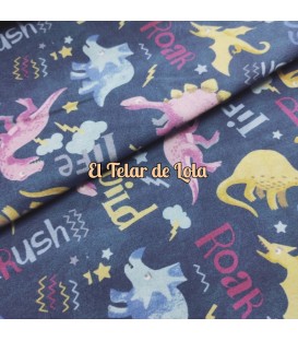 POPELIN DINOSAURIOS MARINO