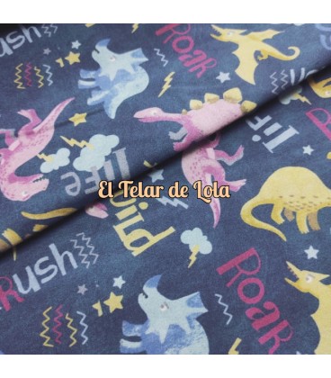 POPELIN DINOSAURIOS MARINO