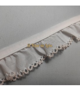 VIVO CORDON FRUNCIDO C/PUNTILLA ROSA