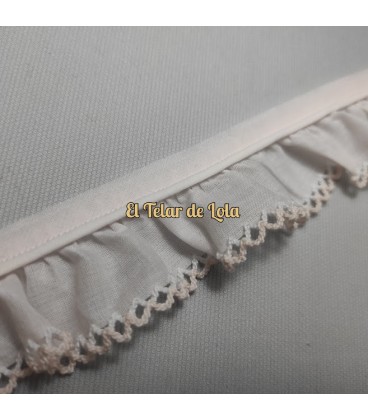 VIVO CORDON FRUNCIDO C/PUNTILLA ROSA