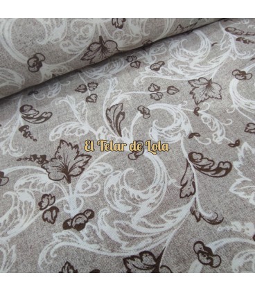 LONETA ESTAMPADA HOJAS MARRON