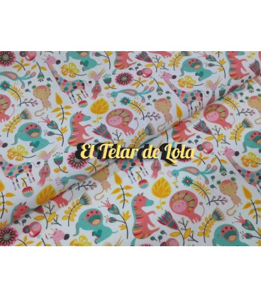 POPELIN ANIMALITOS AMARILLO/NARANJA