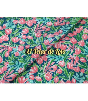 POPELIN TULIPAN NAVY/FUCXIA