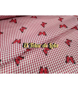 VICHY ESTAMPADO MARIPOSAS ROJO