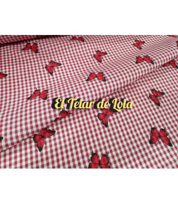 VICHY ESTAMPADO MARIPOSAS ROJO