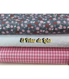 POPELIN ESTAMPADO GRIS/FUXIA