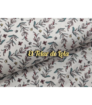 POPELIN ESTAMPADO FLORES COLOR ARENA