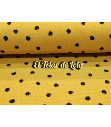 DOBLE GASA TOPOS MOSTAZA