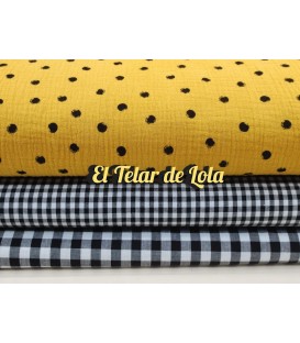 DOBLE GASA TOPOS MOSTAZA