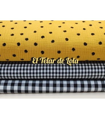 DOBLE GASA TOPOS MOSTAZA