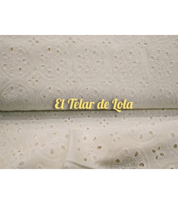 BATISTA PERFODADA CIRCULOS BORDADOS MARFIL