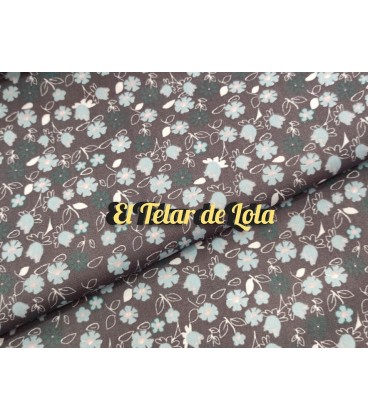 POPELIN FLORECILLAS GRIS/MENTA