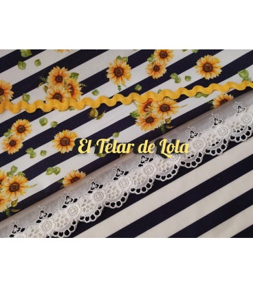 POPELIN GIRASOLES CON RAYAS