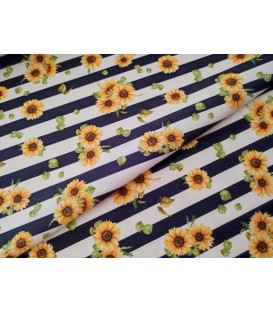 POPELIN GIRASOLES CON RAYAS