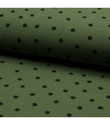 GASA DOBLE TOPOS NEGROS VERDE CAZA