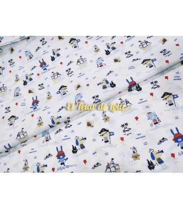 POPELIN ALGODON PIRATAS F/BCO