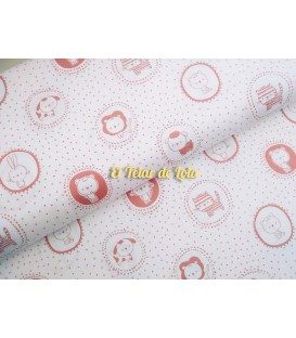 POPELIN ANIMAL/ LUNAR DULCE BLANCO/RUBI