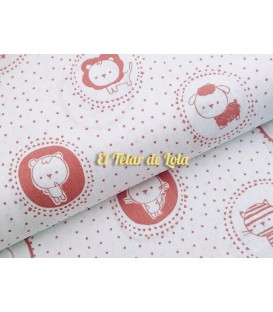 POPELIN ANIMAL/ LUNAR DULCE BLANCO/RUBI