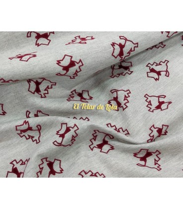 VIYELA PERRITOS TERCIOPELO GRANATE