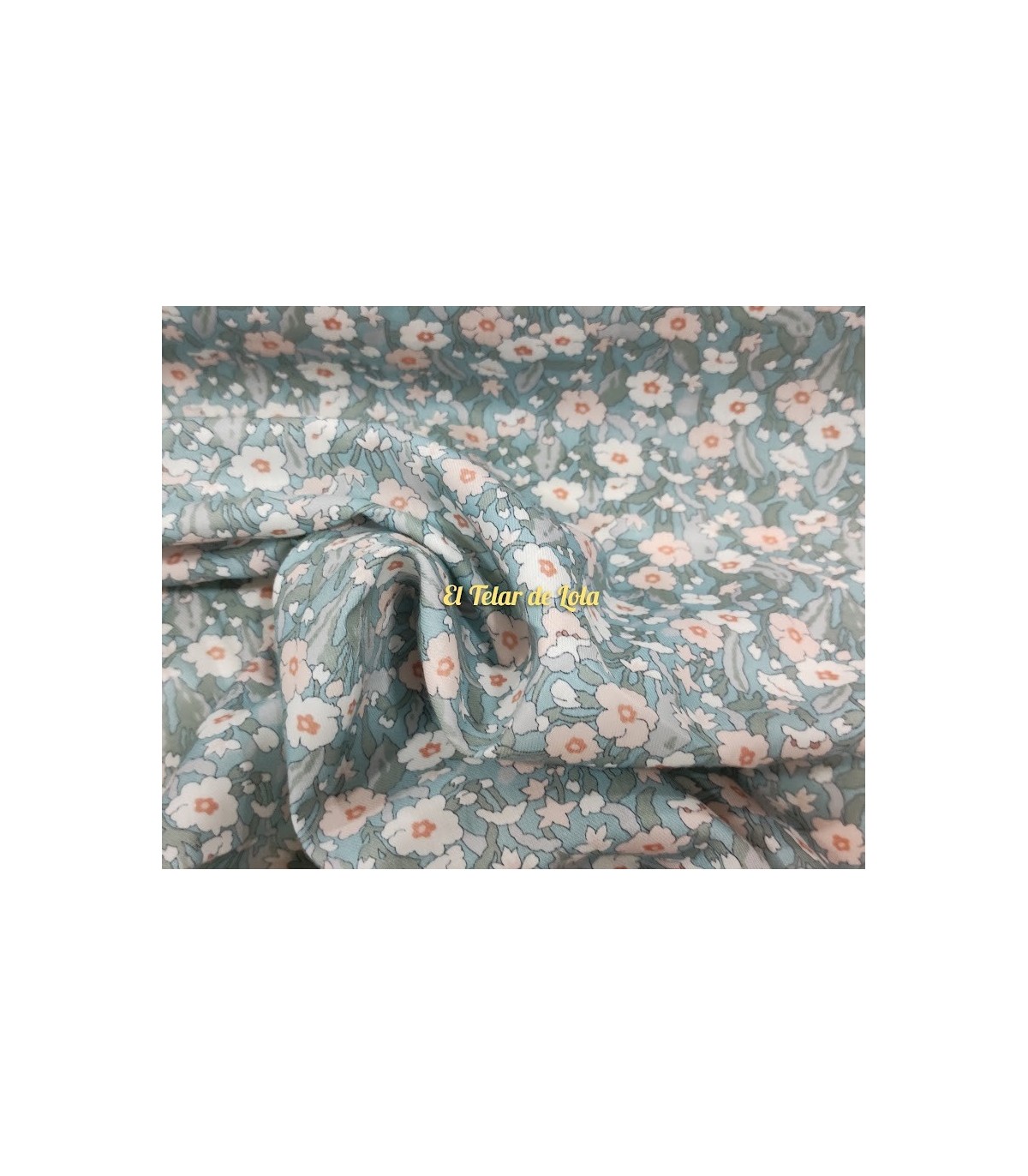 SARGA FLORES VERDE AGUA