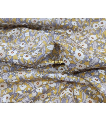 VIYELA ALGODON FLORES OCRE/GRIS