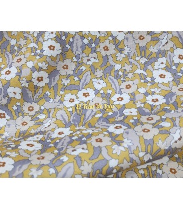 VIYELA ALGODON FLORES OCRE/GRIS