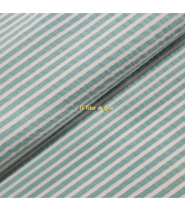 RAYAS SEERSUCKER BCO/VERDE AGUA
