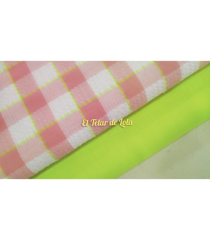 VICHY SEERSUCKER FLUOR ROSA/VERDE